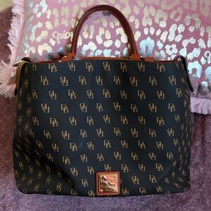 Dooney & Bourke Black and Brown Tote with Red Interior